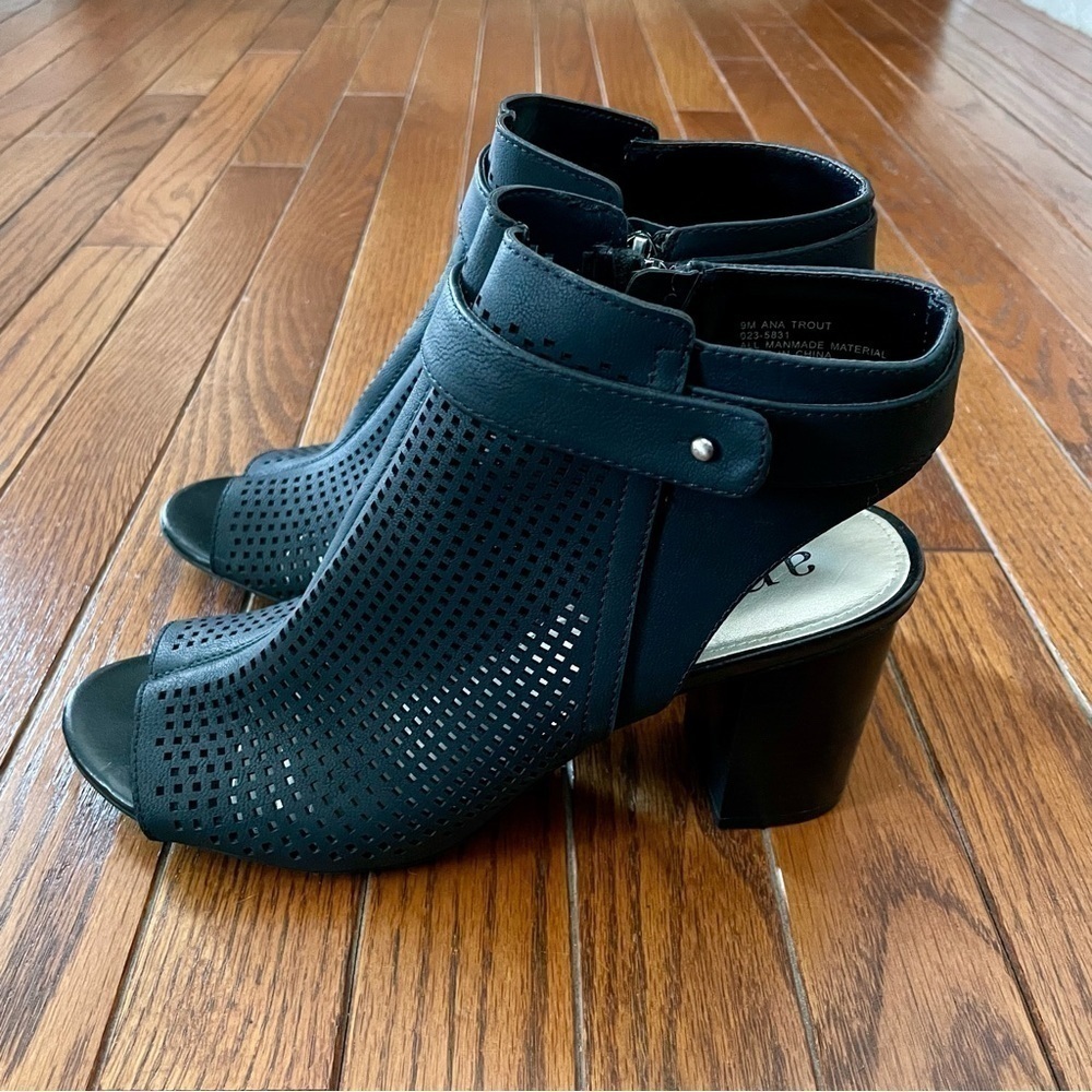 A.N.A. Trout Peep Toe Heels - Black - Size 9